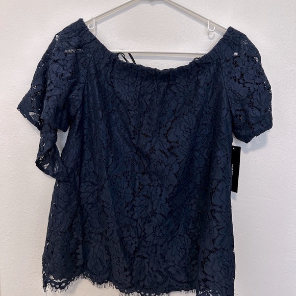 Blue off the shoulder lace top Lulu’s new with tags! - Picture 1 of 6